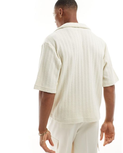 Weekday White Boxy Fit Crochet Resort Shirt for men