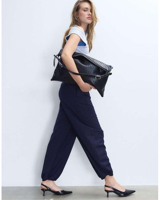 Stradivarius Blue Formal Sarouel Trousers
