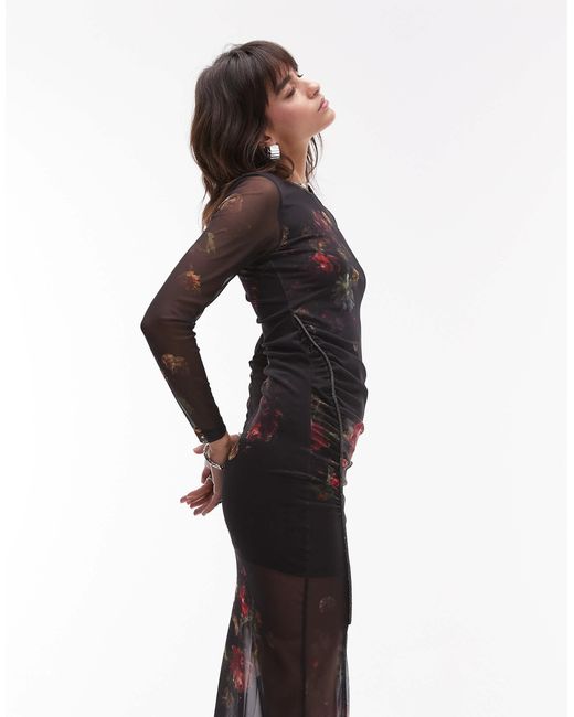 AllSaints Natural – nora – midikleid aus glitzer-netzstoff