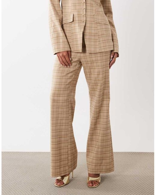 ASOS Natural Tailored Plaid Pants - Part Of A Set