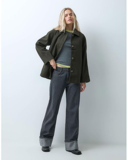 ONLY Green Button Through Jacket