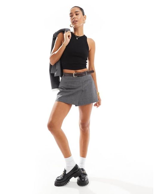 Stradivarius Black Belted Mini Skort Co-ord