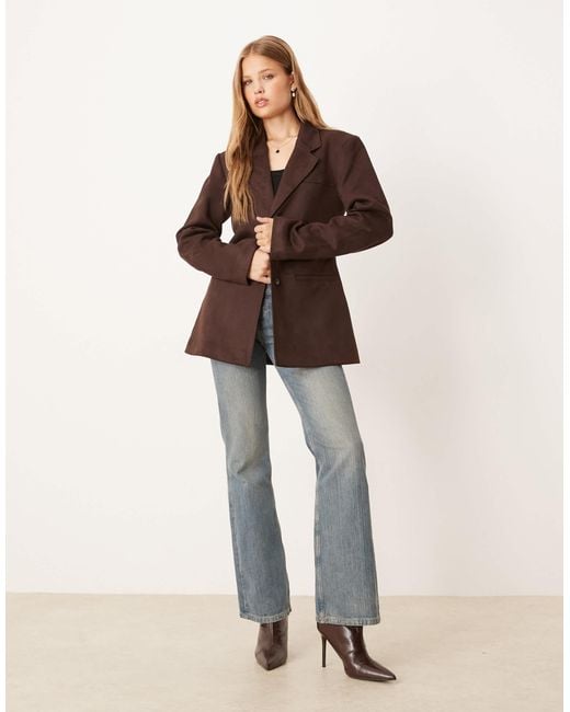 Gina Tricot Brown Relaxed Fit Faux Suede Blazer