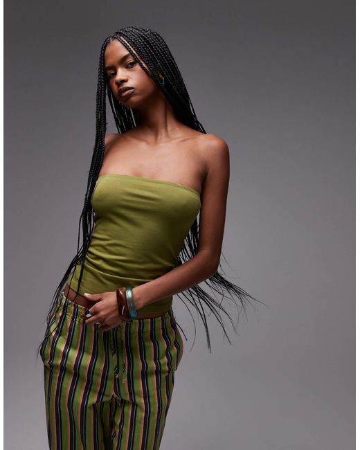 TOPSHOP Green – trägerloses longline-oberteil