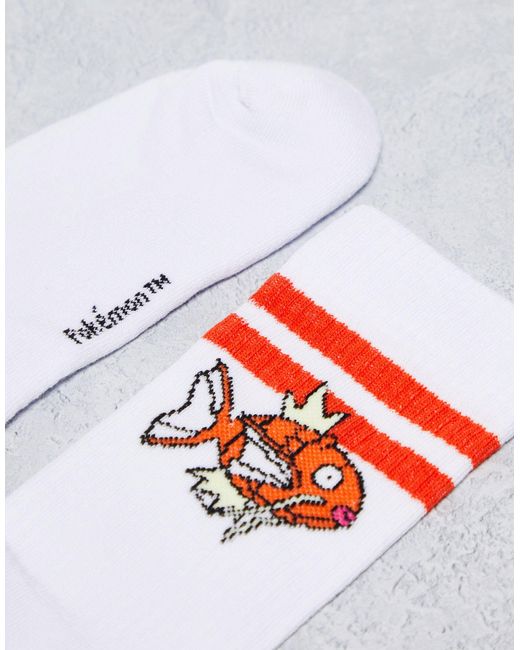 ASOS White 2 Pack Socks With Magikarp And Gyarados Characters for men