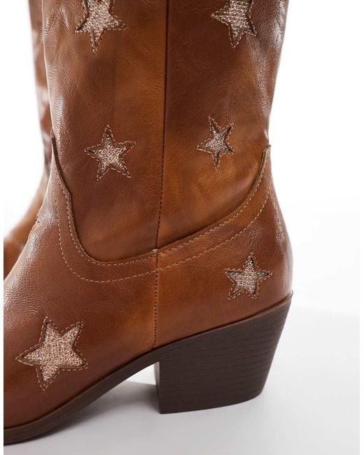 Glamorous Brown Star Western Boots