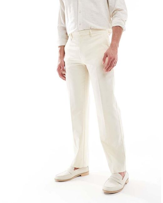 Pantaloni Da Abito Dritti Color Pietra di ASOS in White da Uomo