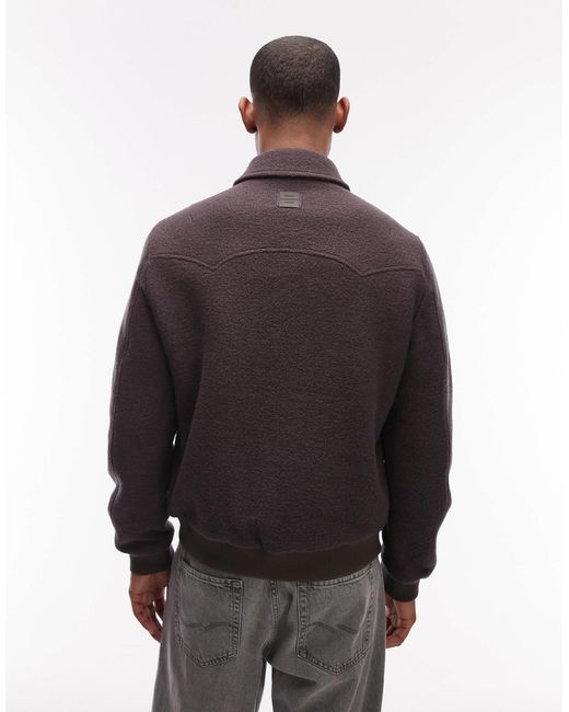 AllSaints Brown Royce Patch Logo Wool Jacket for men