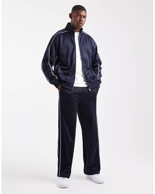 New Look Blue Tricot Zip Through Tracksuit Jacket for men