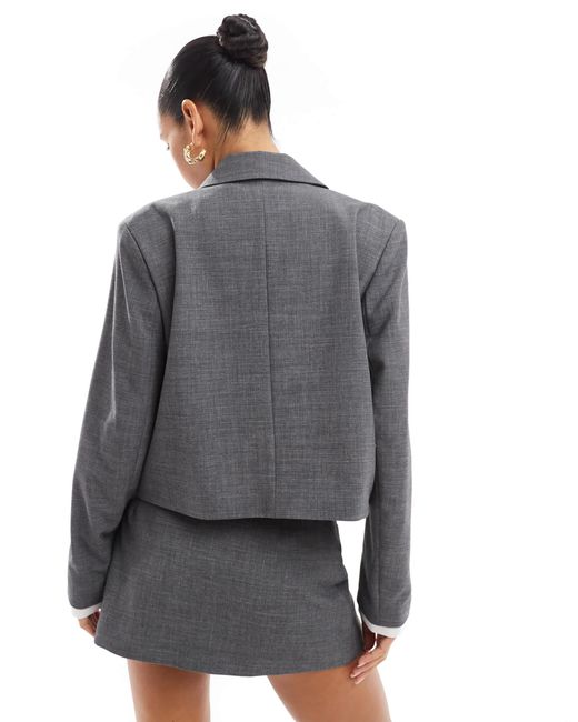 Stradivarius Gray Co-ord Cropped Tailored Jacket
