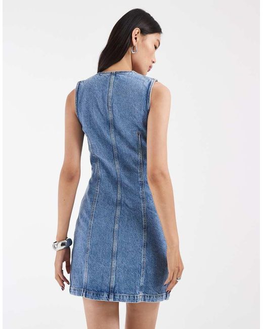 & Other Stories Blue Denim Button Down Mini Dress