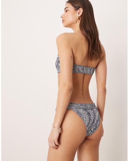ASOS Brown Scarlet Stripe Shirred High Leg Bikini Bottom