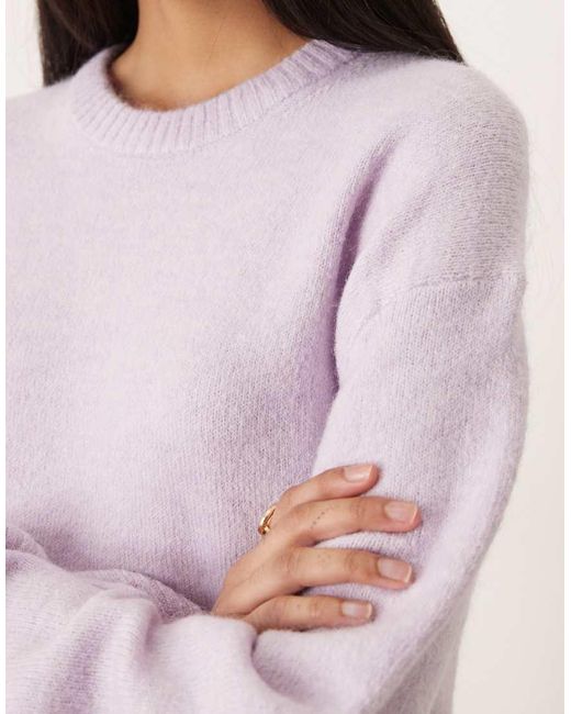 Gina Tricot Purple Alpaca Crew Neck Knitted Wool Alpaca Sweater