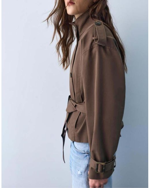 Pull&Bear Brown Short Trench Coat