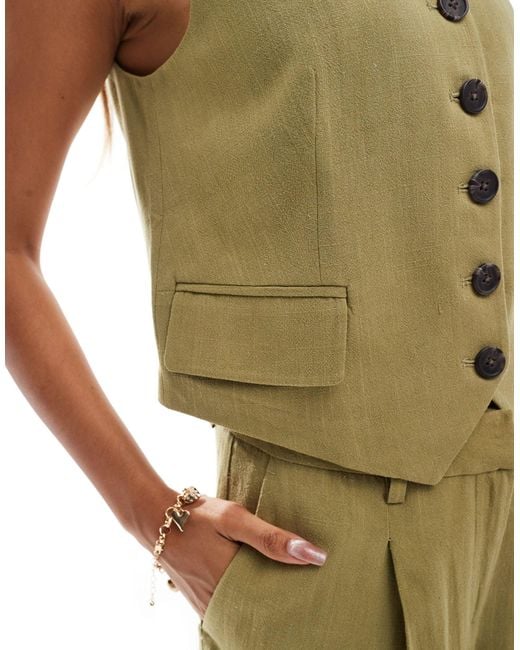 Vero Moda Green Linen Touch Waistcoat