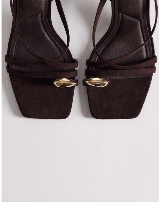 New Look White Metal Toe Loop Block Heeled Sandal