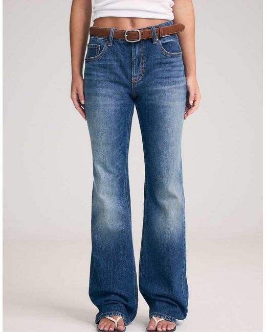 Stradivarius Blue Tall D68 Boot-cut Jeans With Belt