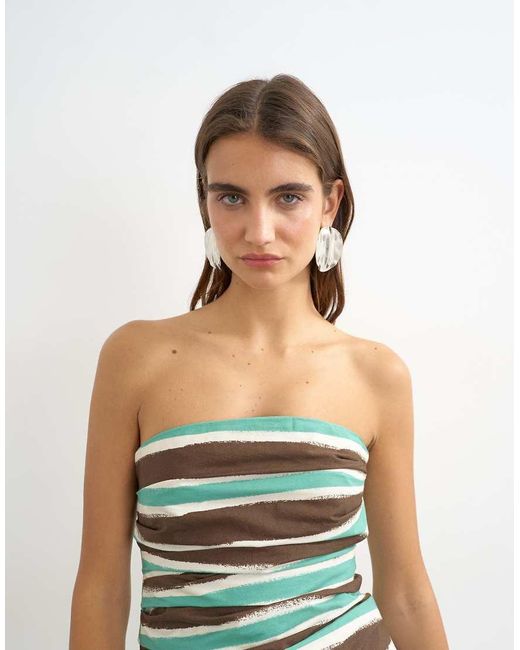 TOPSHOP Green Co-ord Gathered Bandeau Top