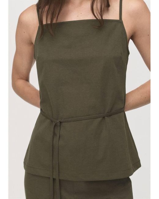 Top De Tirantes Con Cuello Cuadrado Y Lazada En La Cintura De (Parte De Un Conjunto)-Verde Mango de color Green