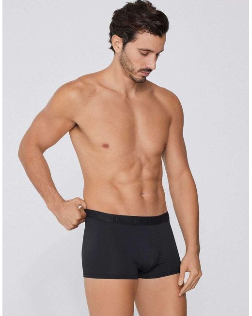 Tezenis Black Elastic Microfibre Boxers With Logo for men