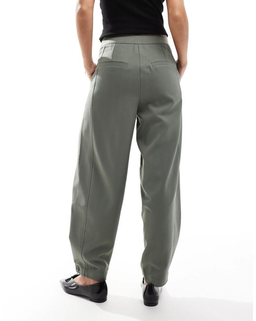 Pantalon coupe ample habillé à ourlet boutonné - kaki ASOS en coloris Gray