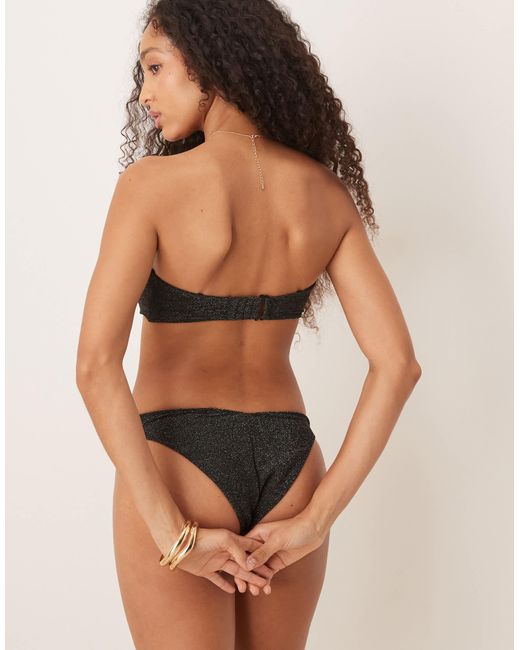 & Other Stories Brown V Front High Leg Bikini Bottoms