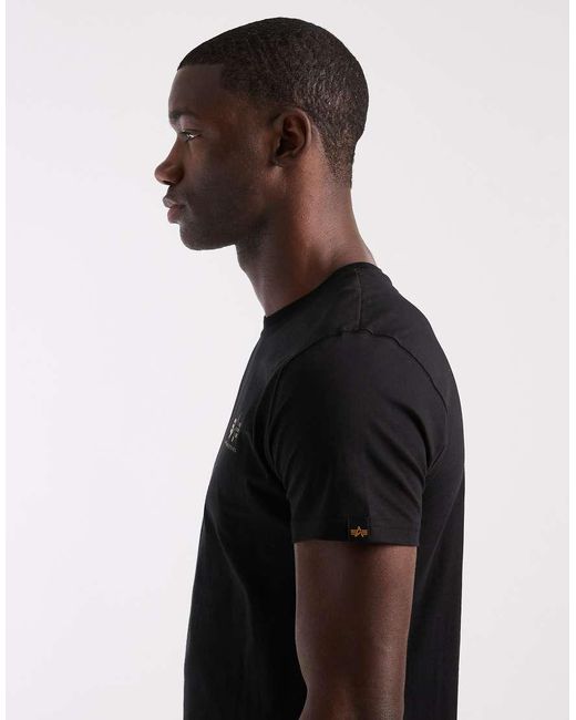 Alpha Industries Black Chest Logo T-shirt With Camo Print for men