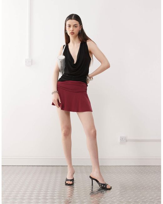 Weekday Red Drape Plunge Top