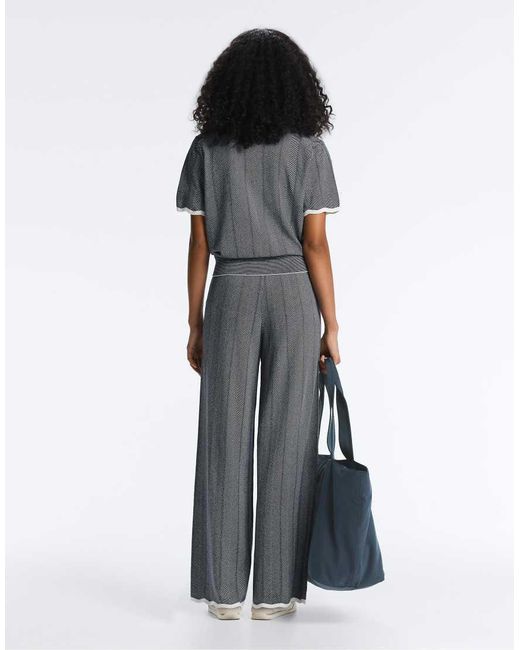 Oysho Multicolor Herringbone Knit Straight-Leg Trousers