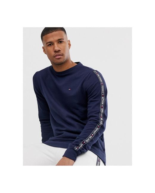 Tommy Hilfiger Cotton Authentic Lounge Sweatshirt With Side Logo Taping in  Grey (Blue) for Men - Lyst