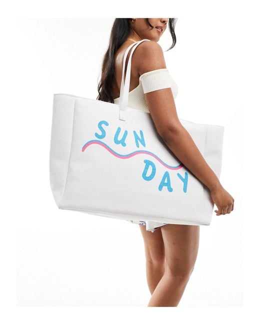 South Beach White Sunday Canvas Tote Bag