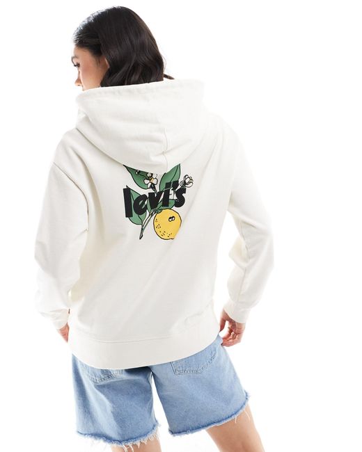 Levi's White Oversized Hoodie With Lemon Logo Back Print