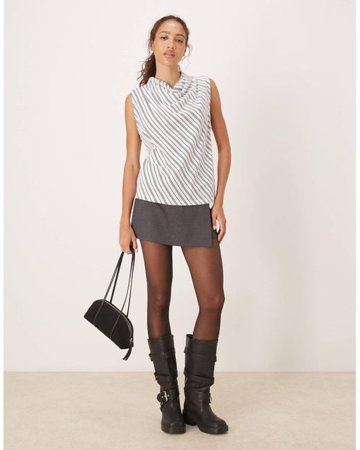 ASOS White Sleeveless Cowl Neck Top