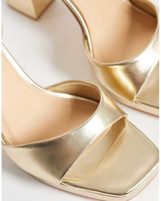 SEQWL Wide Fit White Platform Block Heeled Sandal