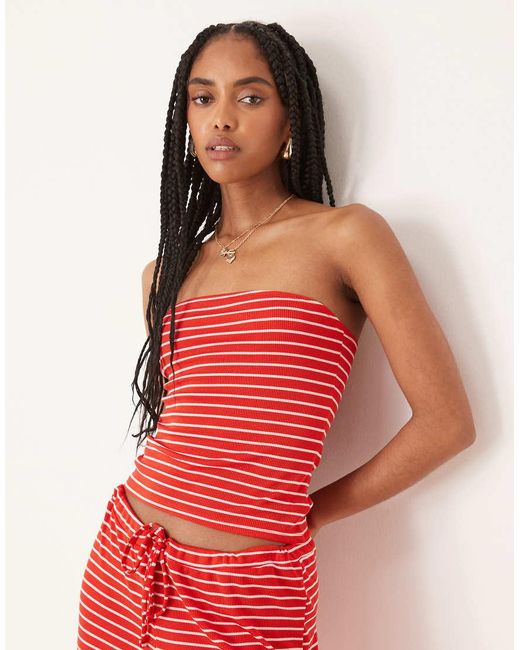 ASOS Red Longline Bandeau Co-ord