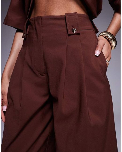 ASOS Purple Cropped Tab Waist Trousers Co-ord