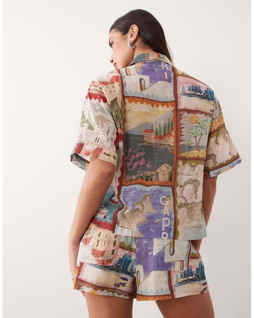 ASOS Brown Posey Positano Sheer Beach Resort Shirt