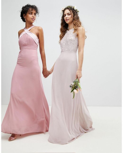 tfnc lace up back maxi bridesmaid dress