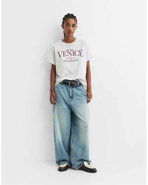 Pull&Bear T-Shirt Met Grafische Authentic-Print in het White