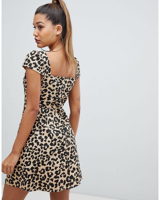 button down leopard print dress