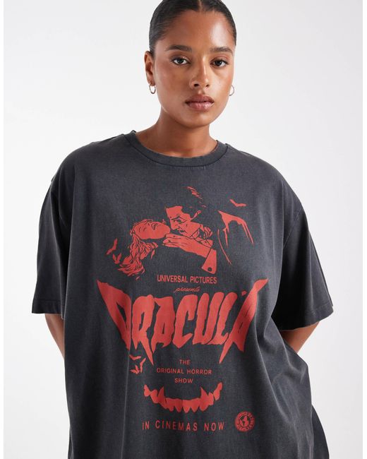 ASOS Red Asos Design Curve Oversized T-shirt With Halloween Dracula Licensed Graphic