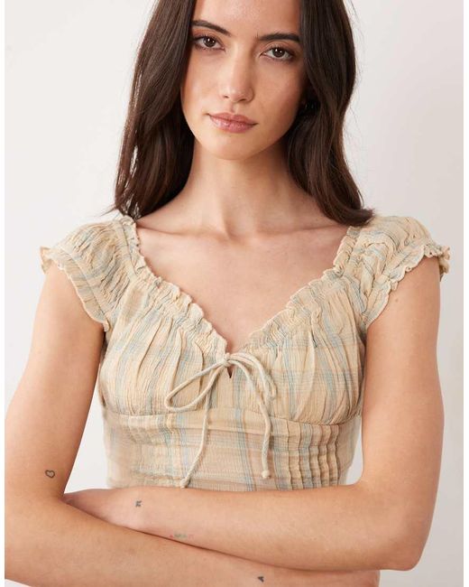 Cotton On Natural Greta Frill Blouse