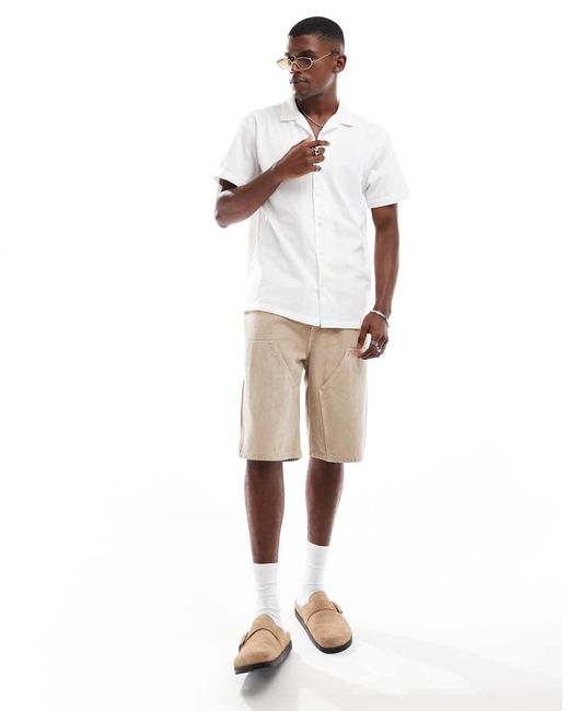 Brave Soul White Revere Collar Short Sleeve Shirt for men