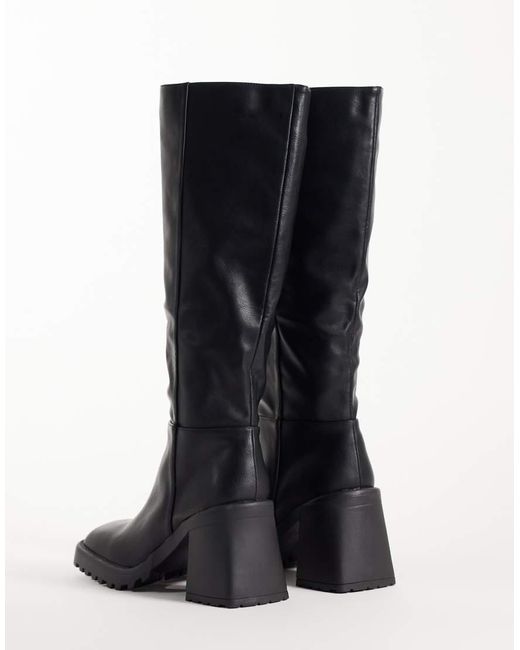 Raid Black Carnie Block Heel Knee Boots
