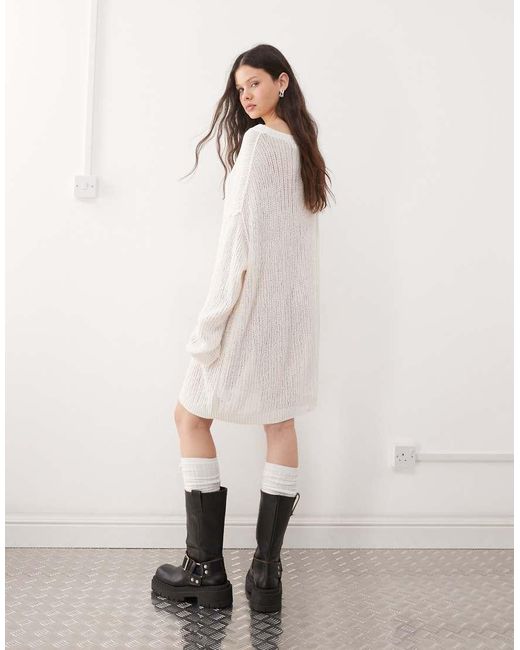Weekday Natural Dilaria Oversized Slouchy Open Knit Jumper