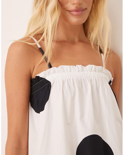 Robe trapèze longue en popeline rayée à pois ASOS en coloris Natural