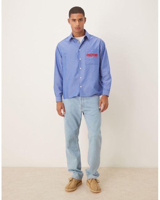 ASOS – oversize-hemd aus baumwoll-popeline in Blue für Herren