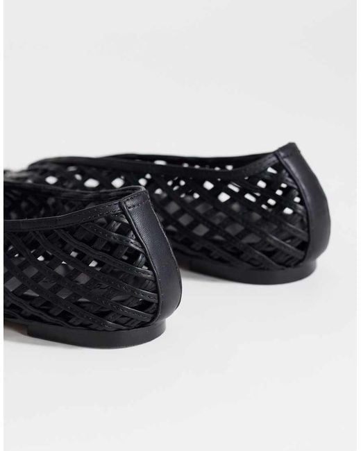 TOPSHOP Black Luna Woven Ballet Flat