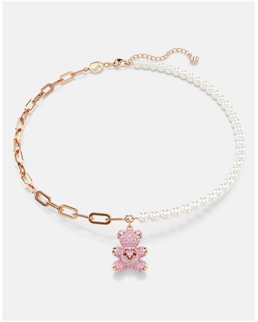 Swarovski White Teddy Pendant Rose-Tone Plated