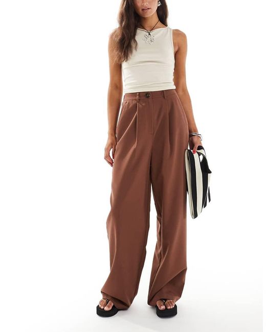 Miss Selfridge Brown Tailored Wide Leg Pants